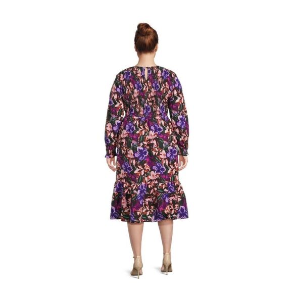 Terra & Sky Dress Purple Pink Floral Tiered Peasant Maxi Womens Plus - Picture 5 of 11